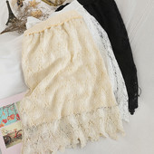 Σύγχρονη γυναικεία φούστα σε τρία χρώματα με δαντέλα και ελαστική μέση