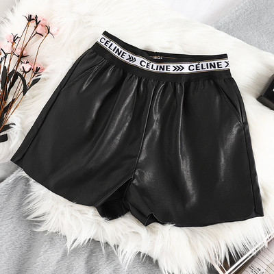 Női rövidnadrág új modell magas derékkal, öko bőrből, bézs és fekete színben