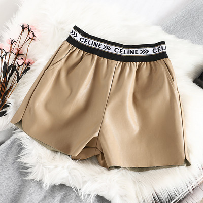 Női rövidnadrág új modell magas derékkal, öko bőrből, bézs és fekete színben