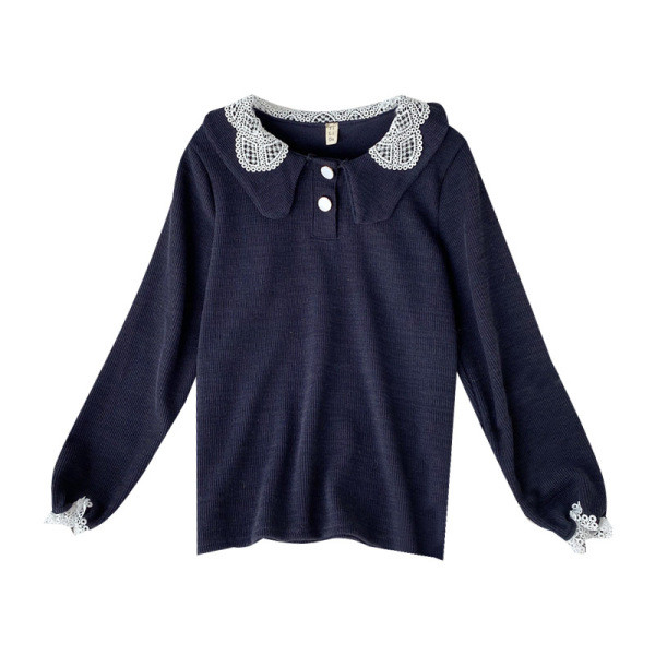 Modern női blúz csipkegallérral és gombokkal, különböző színekben