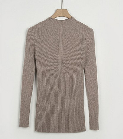 Modern női kötött pulóver magas gallérral és hosszú ujjal, nyolc színben