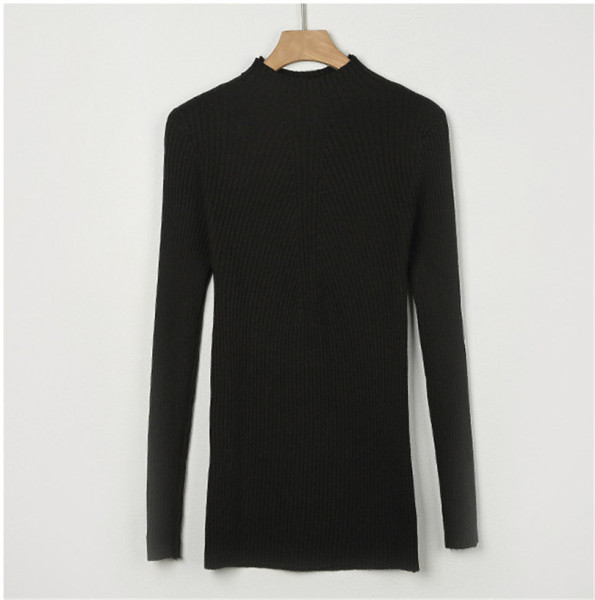 Modern női kötött pulóver magas gallérral és hosszú ujjal, nyolc színben