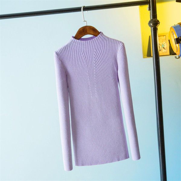 Modern női kötött pulóver magas gallérral és hosszú ujjal, nyolc színben