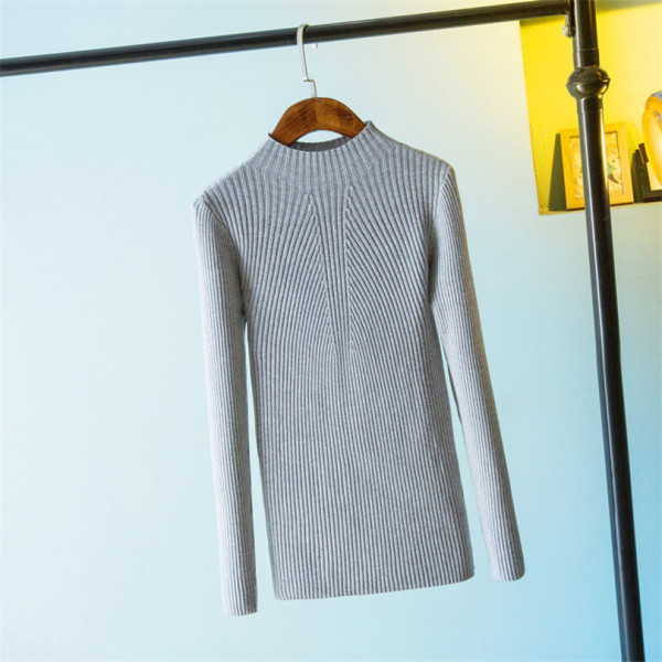 Modern női kötött pulóver magas gallérral és hosszú ujjal, nyolc színben