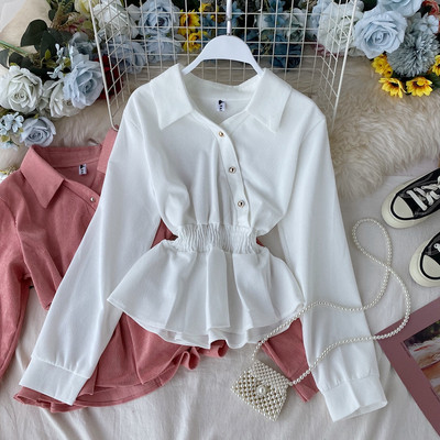 Modern női ing gombokkal, gumírozott derékkal, többféle színben