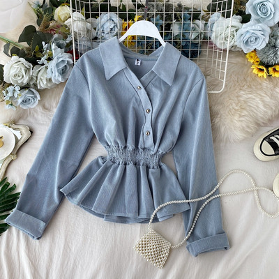 Modern női ing gombokkal, gumírozott derékkal, többféle színben