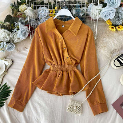 Modern női ing gombokkal, gumírozott derékkal, többféle színben