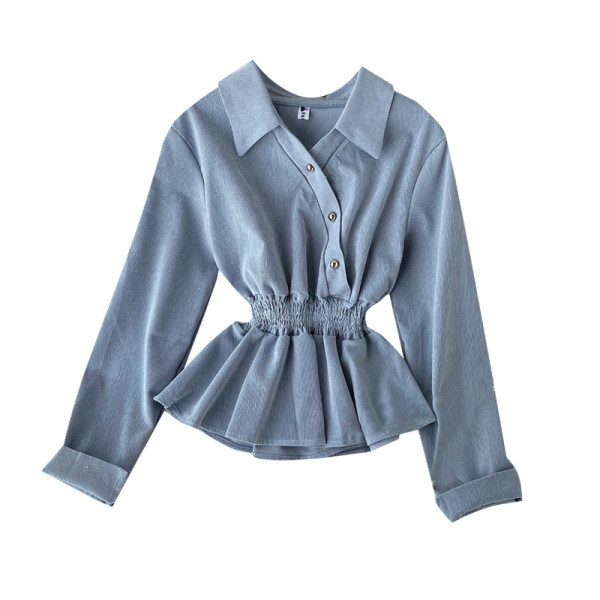 Modern női ing gombokkal, gumírozott derékkal, többféle színben