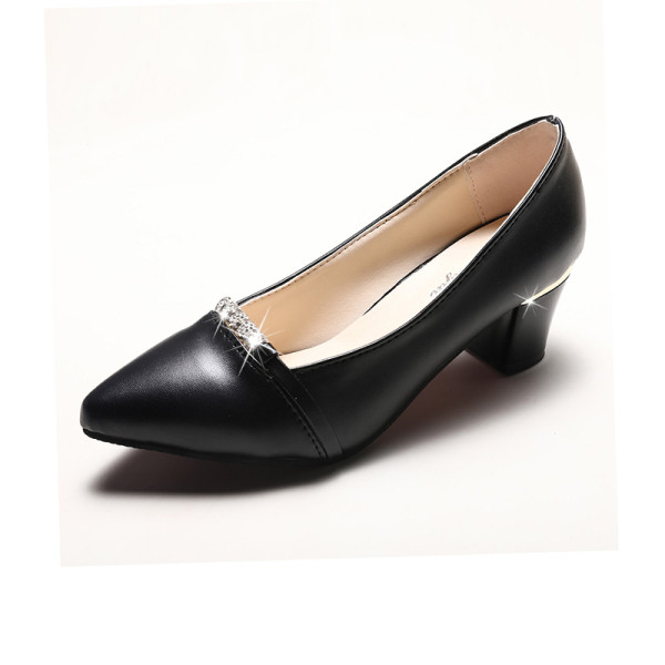 Női alkalmi cipő vastag sarkú fekete-fehér műbőrből