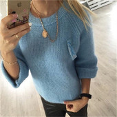 Modern női pulóver O-nyakú és széles ujjú négy színben