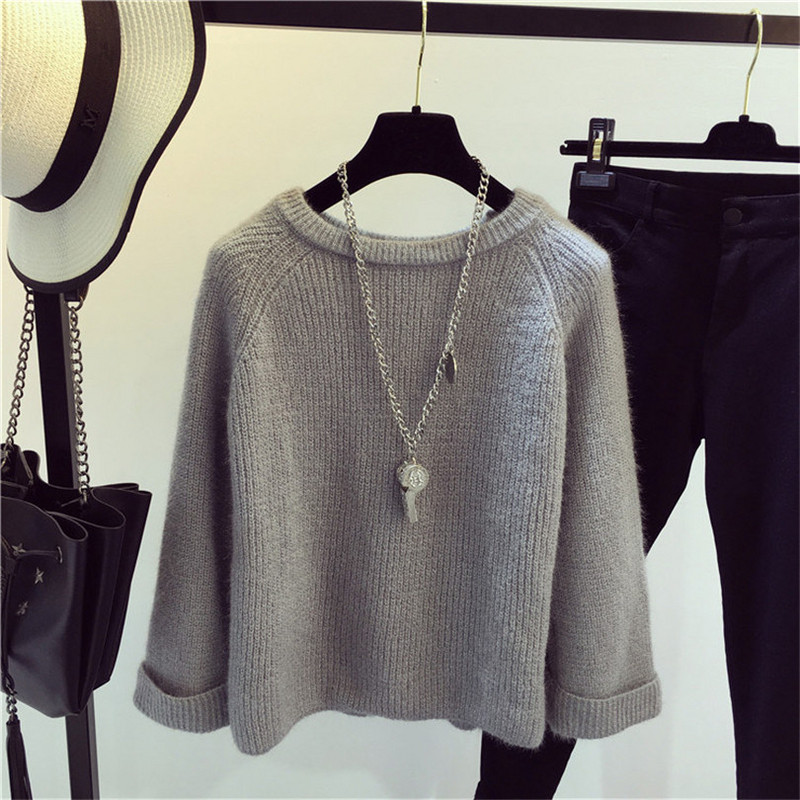 Modern női pulóver O-nyakú és széles ujjú négy színben