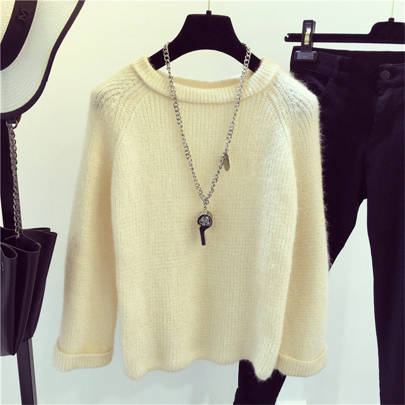 Modern női pulóver O-nyakú és széles ujjú négy színben