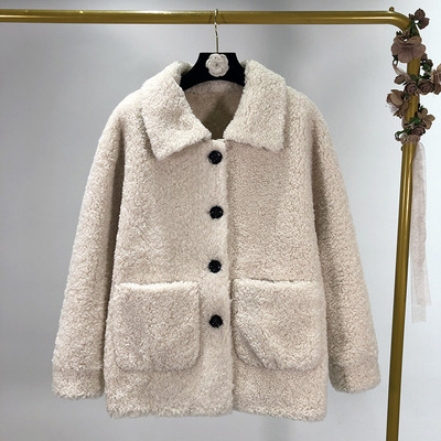 Női pehelykabát őszre és télre, fehér, bézs, kék és rózsaszín gombokkal