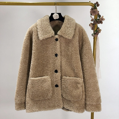 Női pehelykabát őszre és télre, fehér, bézs, kék és rózsaszín gombokkal