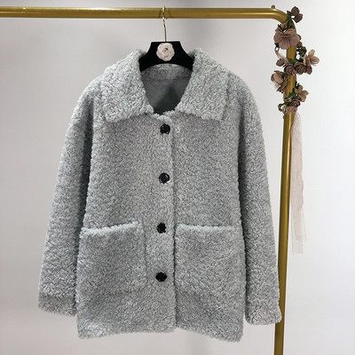 Női pehelykabát őszre és télre, fehér, bézs, kék és rózsaszín gombokkal