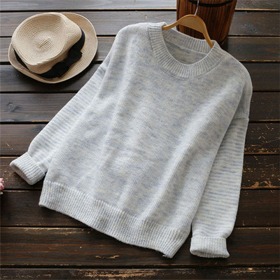 Őszre és télre alkalmas női pulóver, hosszú ujjú rózsaszín és szürke színben