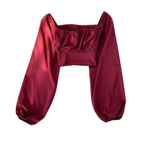 Modern női rövid blúz csupasz váll és hosszú ujjú több színben