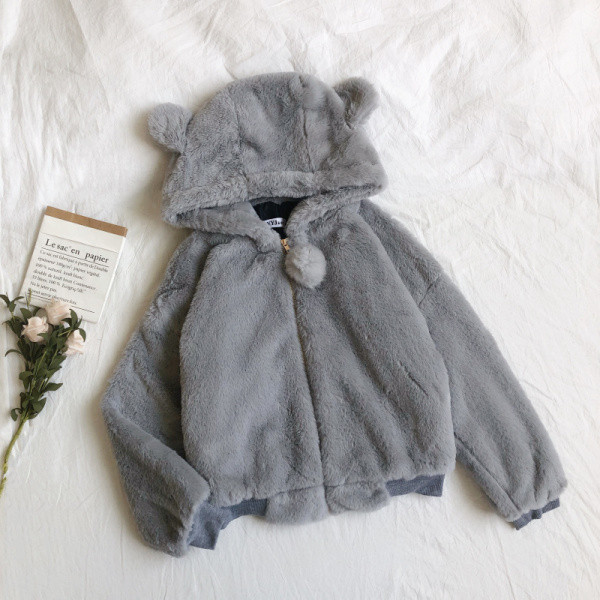 Hanorac de pluș de damă în cinci culori, cu glugă și fermoar