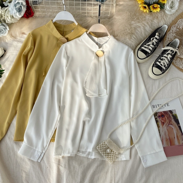 Stílusos női szatén ing, hosszú ujjal több színben