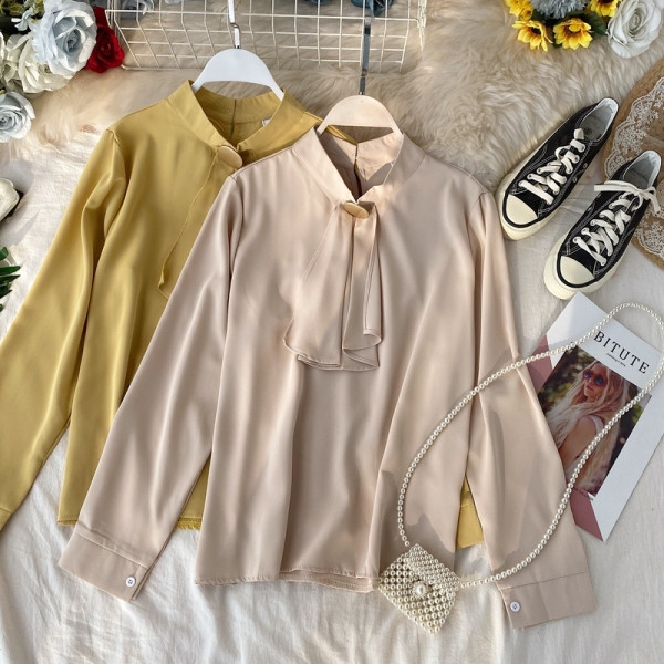 Stílusos női szatén ing, hosszú ujjal több színben