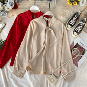 Modern női ing szalaggal és kövekkel több színben