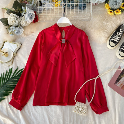 Modern női ing szalaggal és kövekkel több színben