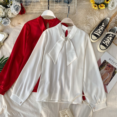 Modern női ing szalaggal és kövekkel több színben