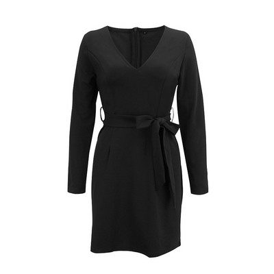 Lezser női őszi ruha hosszú ujjal, mély dekoltázssal, három színben