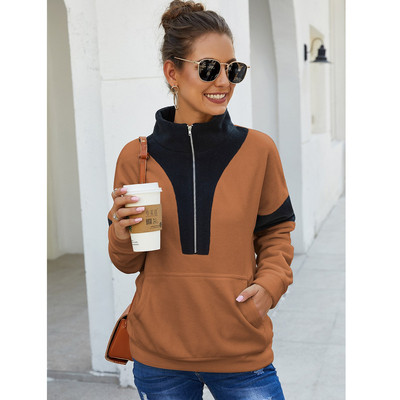 Női téli pulóver magas gallérral és cipzárral, öt színben