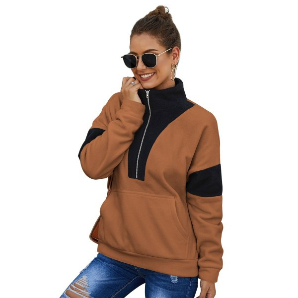 Női téli pulóver magas gallérral és cipzárral, öt színben