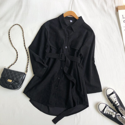 Hosszú női ing öt színben, zsebekkel és övvel