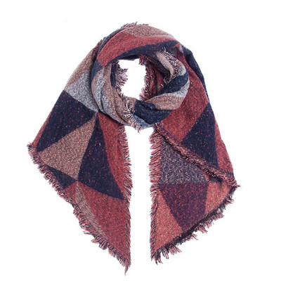 Esarfa de iarna de dama cu franjuri in patru culori