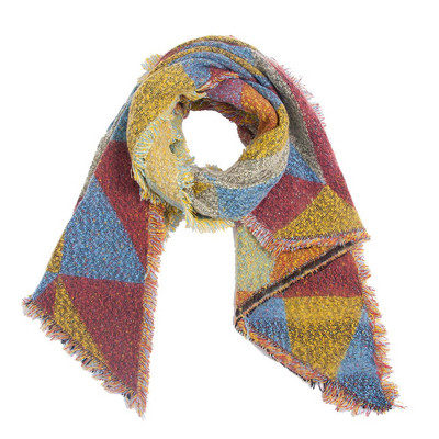 Esarfa de iarna de dama cu franjuri in patru culori