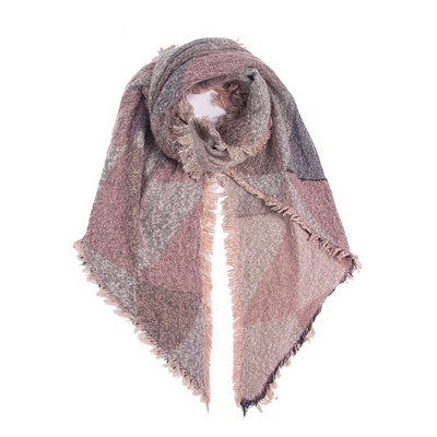 Esarfa de iarna de dama cu franjuri in patru culori