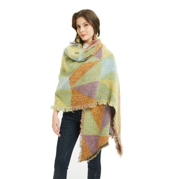 Esarfa de iarna de dama cu franjuri in patru culori
