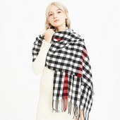 Kockás női hosszú sál, rojtokkal, nyolc színben