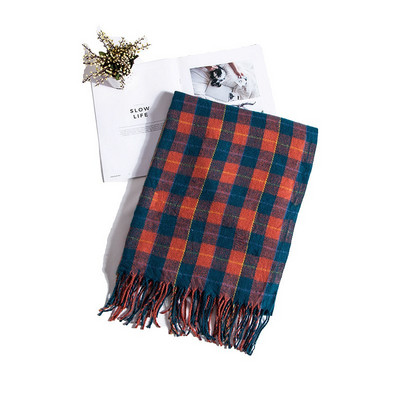 Kockás női hosszú sál, rojtokkal, nyolc színben