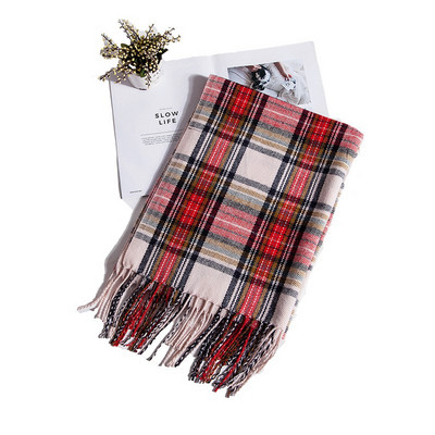 Kockás női hosszú sál, rojtokkal, nyolc színben