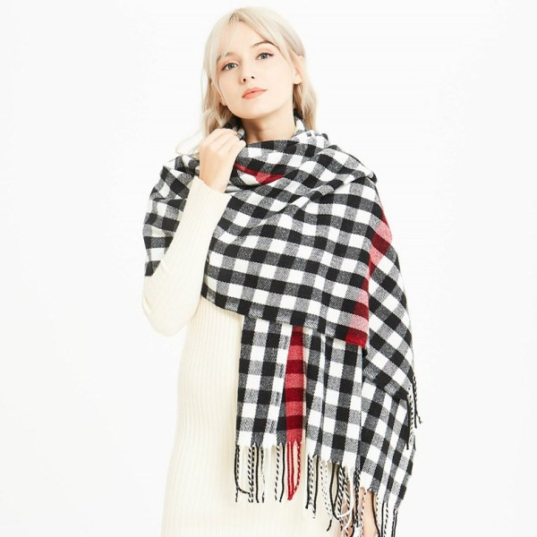 Kockás női hosszú sál, rojtokkal, nyolc színben