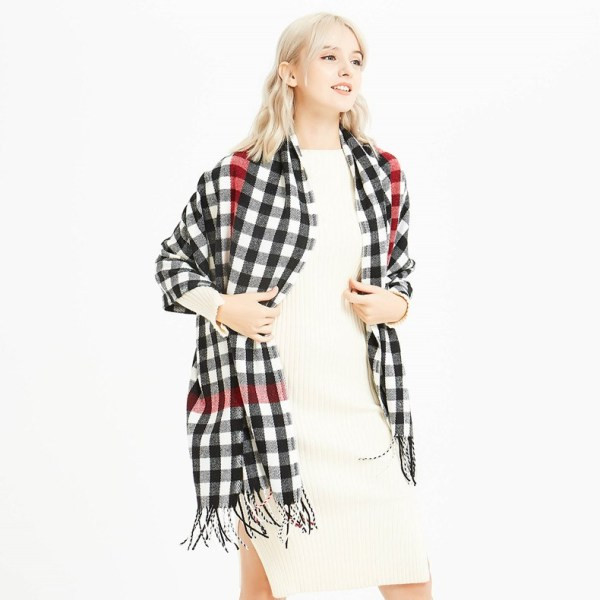 Kockás női hosszú sál, rojtokkal, nyolc színben