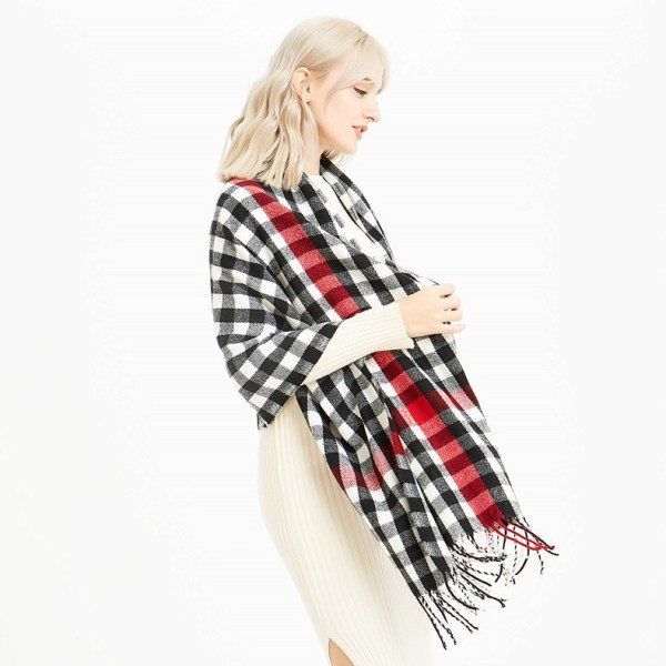 Kockás női hosszú sál, rojtokkal, nyolc színben