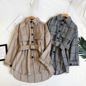 Hosszú női ing klasszikus gallérral és övvel, négy színben