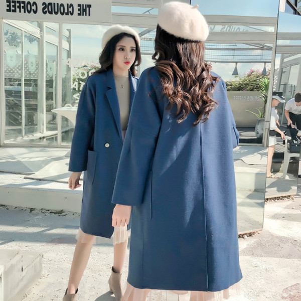 Aktuális női őszi-téli kabát zsebekkel bézs és kék színben