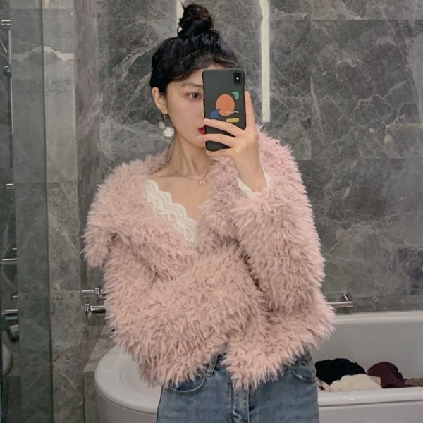 Rövid pehelykabát rózsaszín és bézs színben