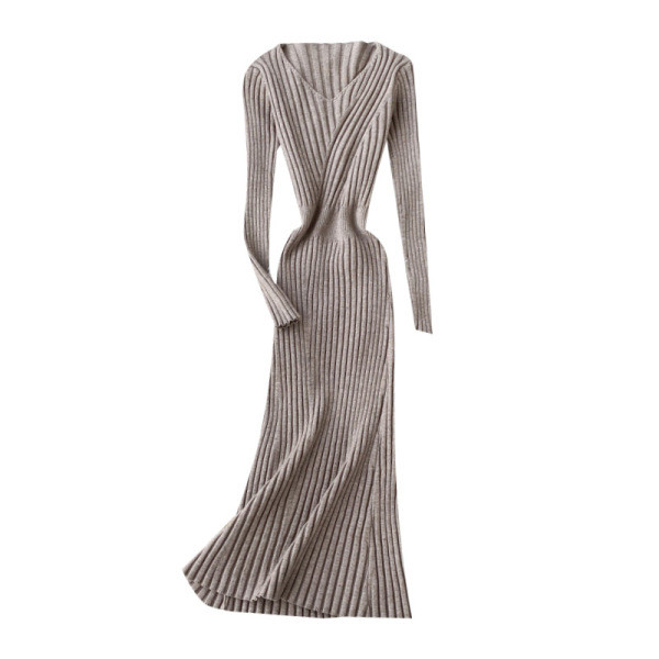 Női kötött hosszú ruha, hosszú ujjal több színben