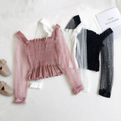 Bluză de damă modernă în cinci culori, cu decolteu pătrat