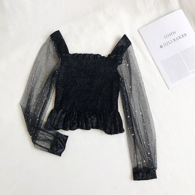 Bluză de damă modernă în cinci culori, cu decolteu pătrat