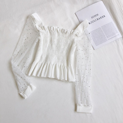 Bluză de damă modernă în cinci culori, cu decolteu pătrat