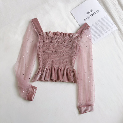 Bluză de damă modernă în cinci culori, cu decolteu pătrat