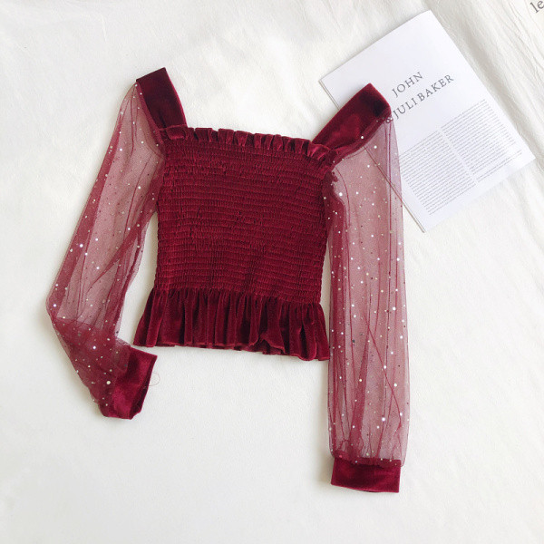 Bluză de damă modernă în cinci culori, cu decolteu pătrat